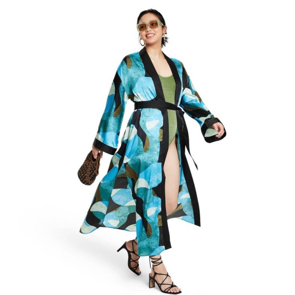 Women's Mixed Paint Print Cover Up Dress - Fe Noel x Target Black/Blue